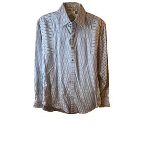 Robert Graham Light Blue Geometric Long Sleeve Collared Button Up Shirt Medium